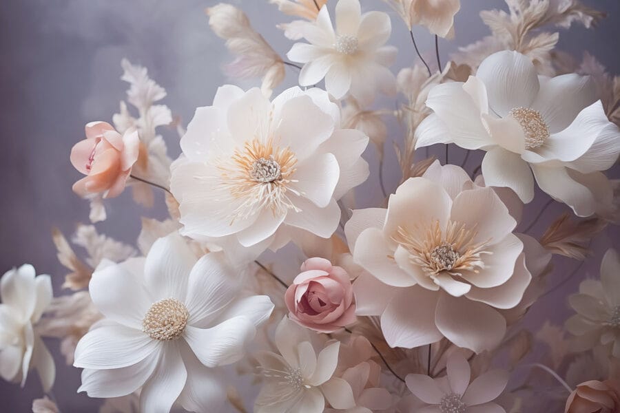 Groupe de fleurs blanches et roses Groupe de fleurs blanches et roses