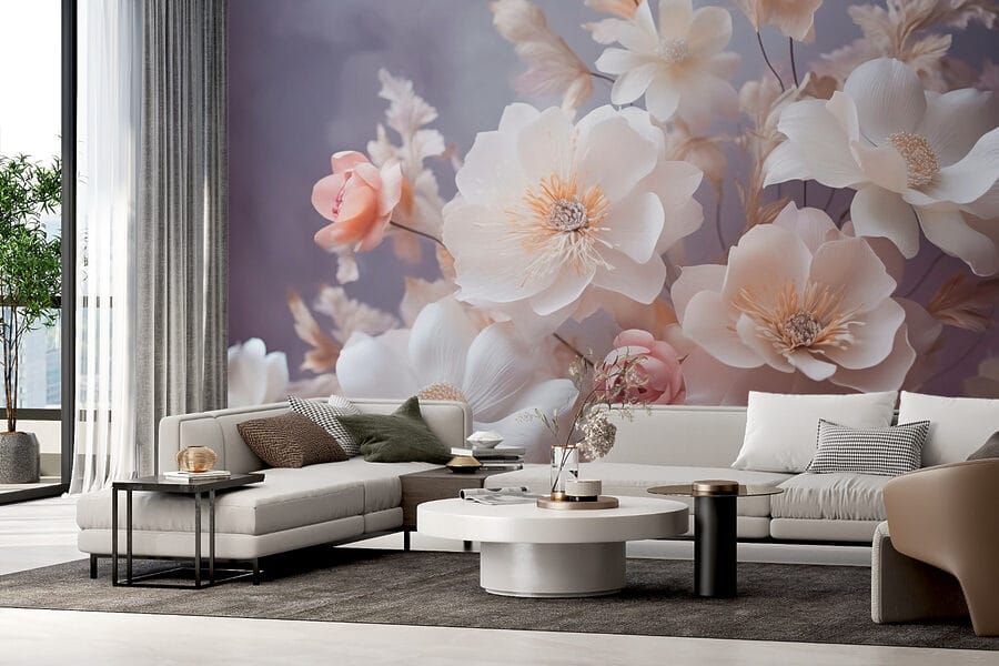 Groupe de fleurs blanches et roses Groupe de fleurs blanches et roses