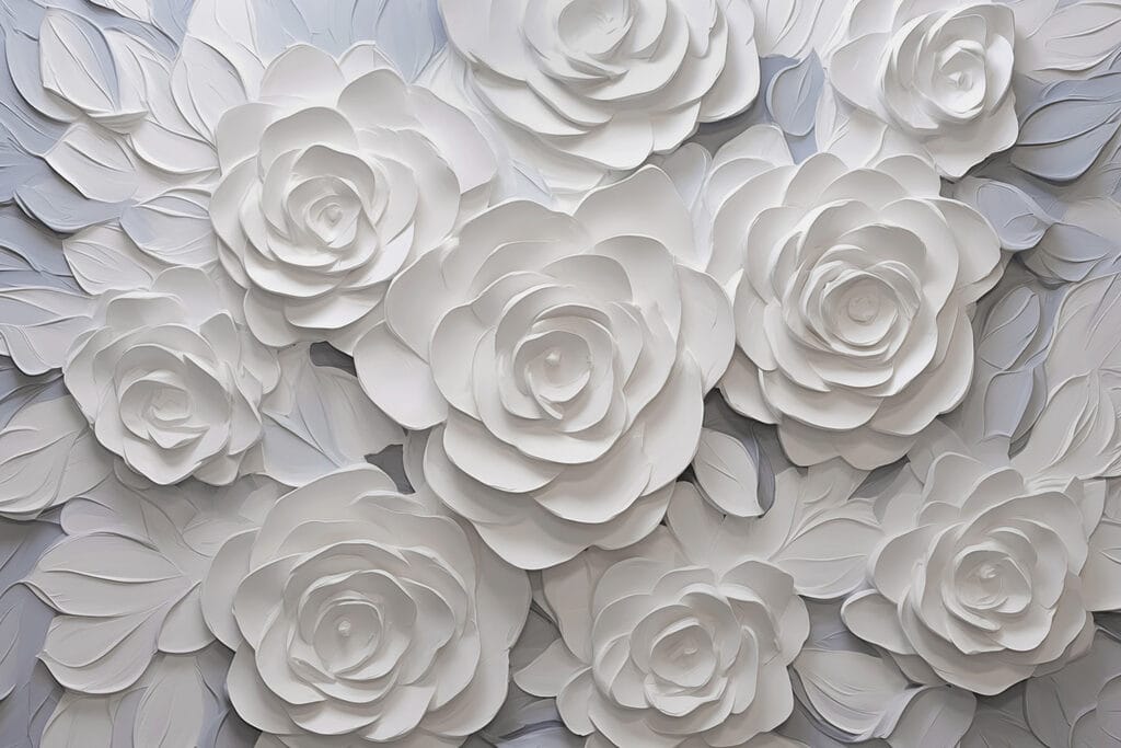 Groupe de fleurs en papier blanc Groupe de fleurs en papier blanc
