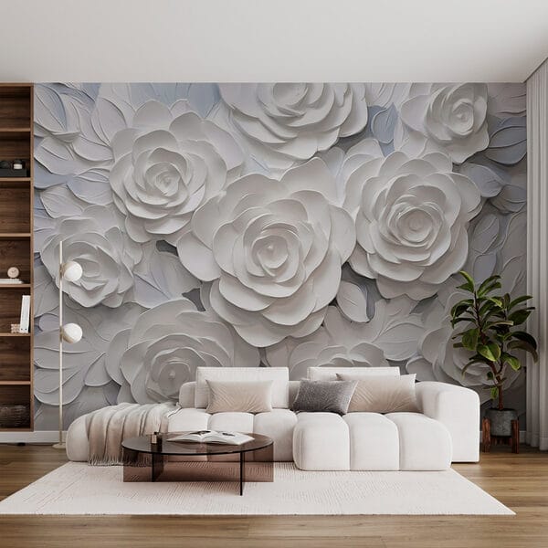 Groupe de fleurs en papier blanc Groupe de fleurs en papier blanc