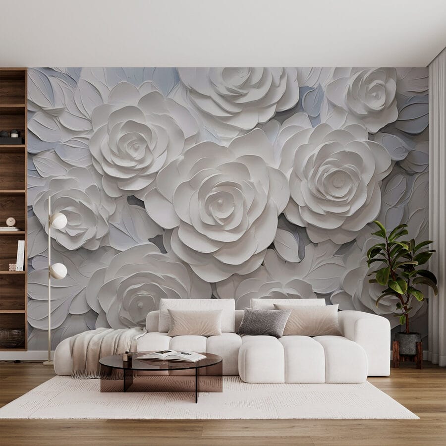 Groupe de fleurs en papier blanc Groupe de fleurs en papier blanc