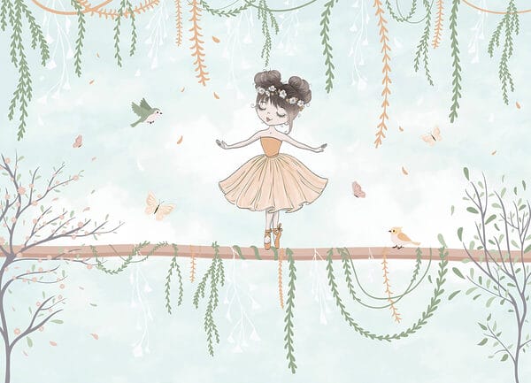 Dessin humoristique d'une fille sur une branche Dessin humoristique d'une fille sur une branche
