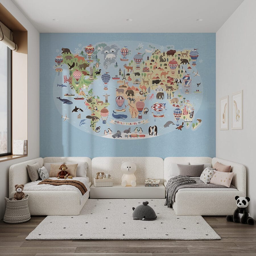 Carte du monde avec animaux Carte du monde avec animaux