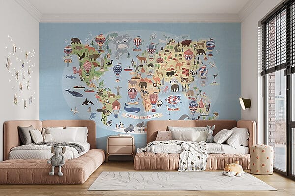 Carte du monde avec animaux Carte du monde avec animaux