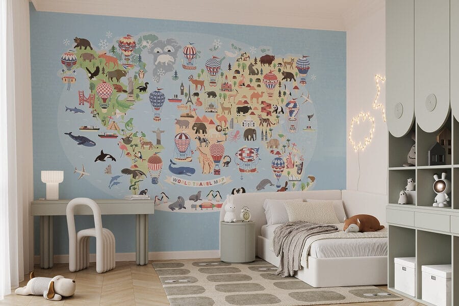 Carte du monde avec animaux Carte du monde avec animaux