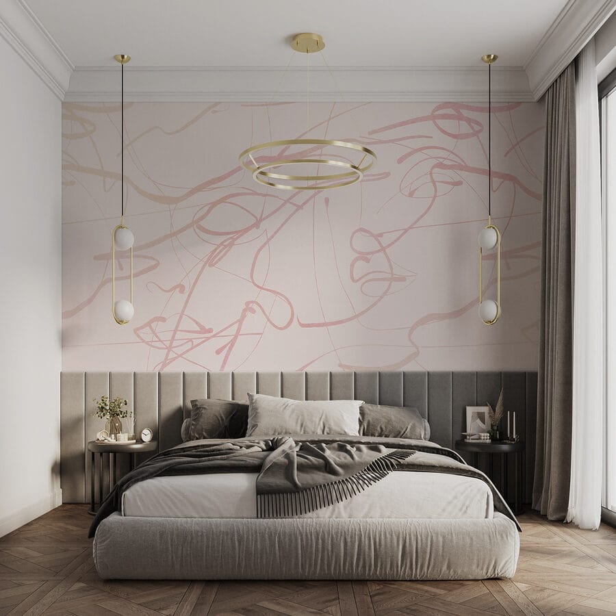 Lignes roses sur fond blanc
