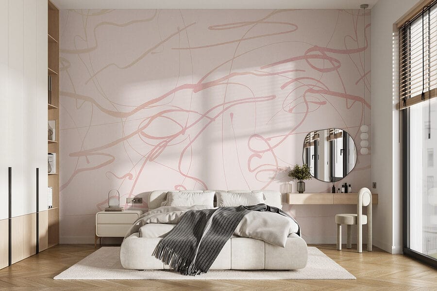 Lignes roses sur fond blanc