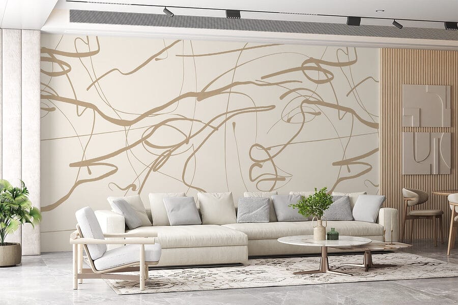 Fond blanc avec des lignes brunes