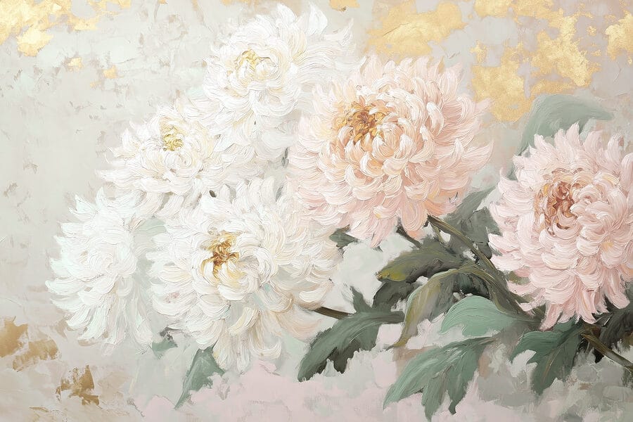 Peinture de fleurs sur une surface blanche
