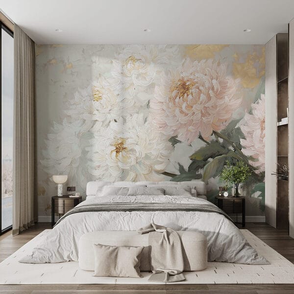 Peinture de fleurs sur une surface blanche Peinture de fleurs sur une surface blanche