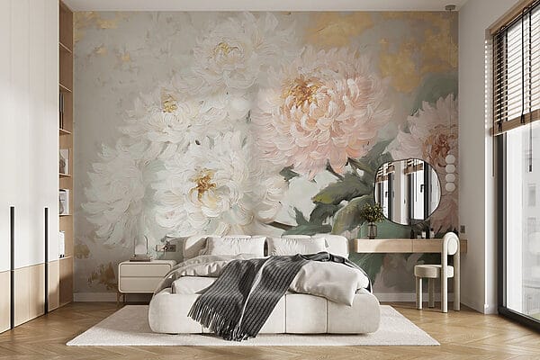 Peinture de fleurs sur une surface blanche Peinture de fleurs sur une surface blanche