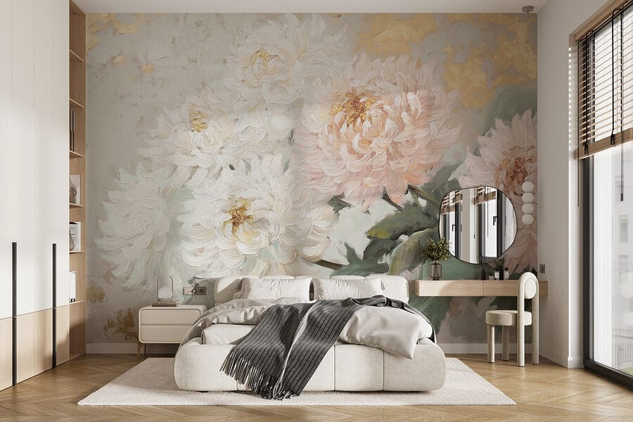 Peinture de fleurs sur une surface blanche