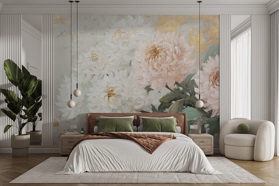 Peinture de fleurs sur une surface blanche