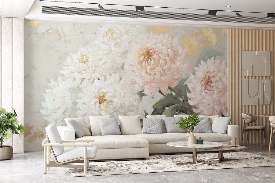 Peinture de fleurs sur une surface blanche