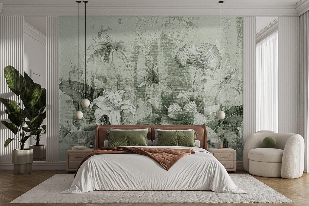 Delicate flora on textured backdrop