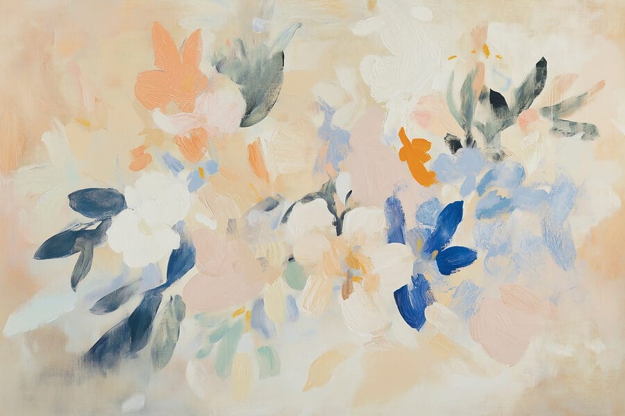 Peinture de fleurs sur une surface blanche