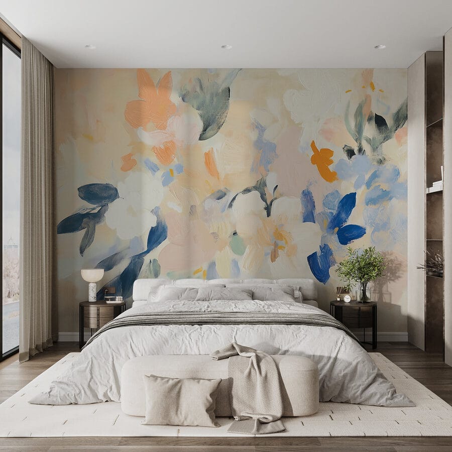 Peinture de fleurs sur une surface blanche