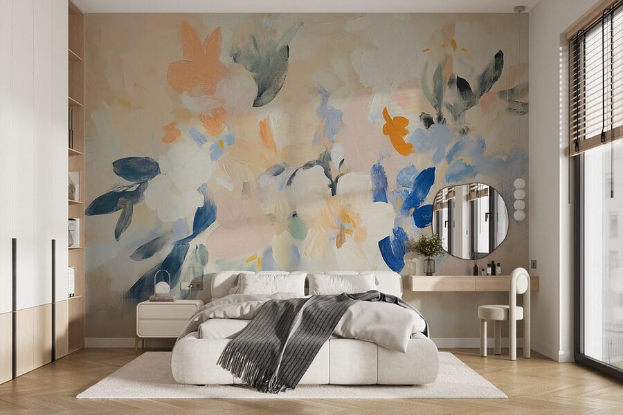 Peinture de fleurs sur une surface blanche
