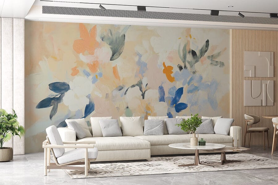 Peinture de fleurs sur une surface blanche
