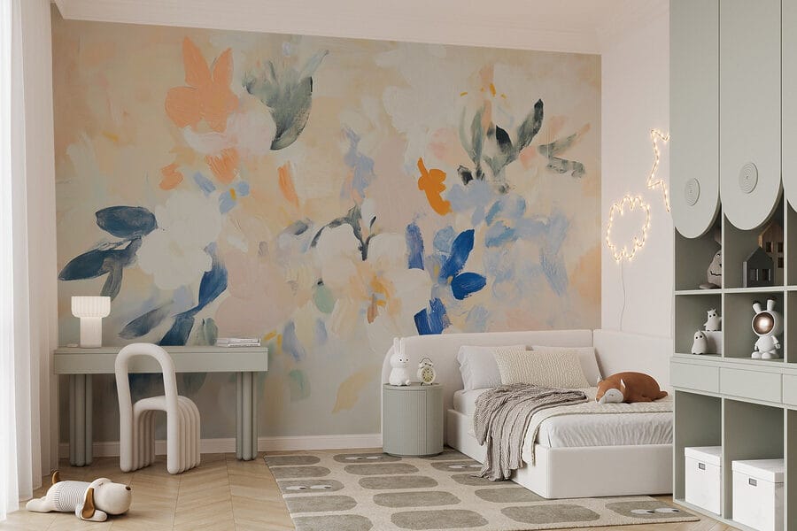 Peinture de fleurs sur une surface blanche