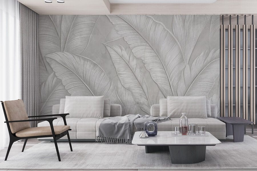 Papier peint blanc avec plumes