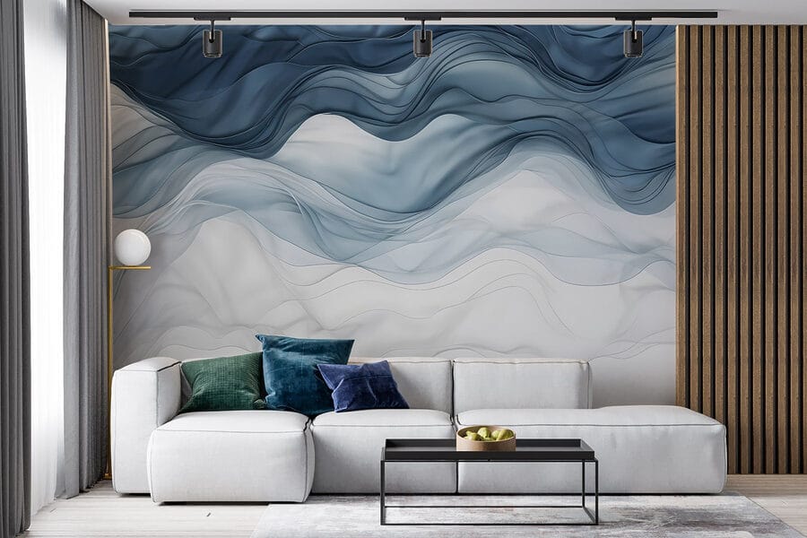 Tissu ondulé bleu et blanc