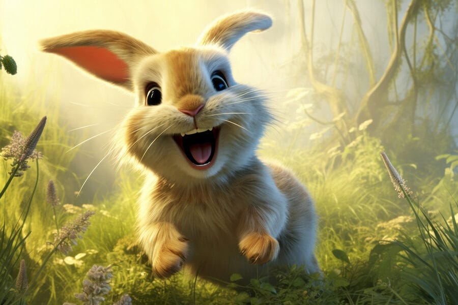 Lapin dans l'herbe