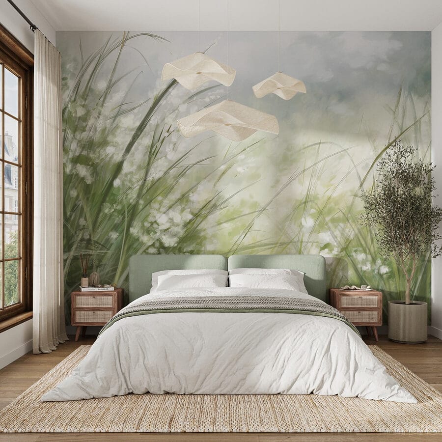 Peinture d'un champ d'herbe