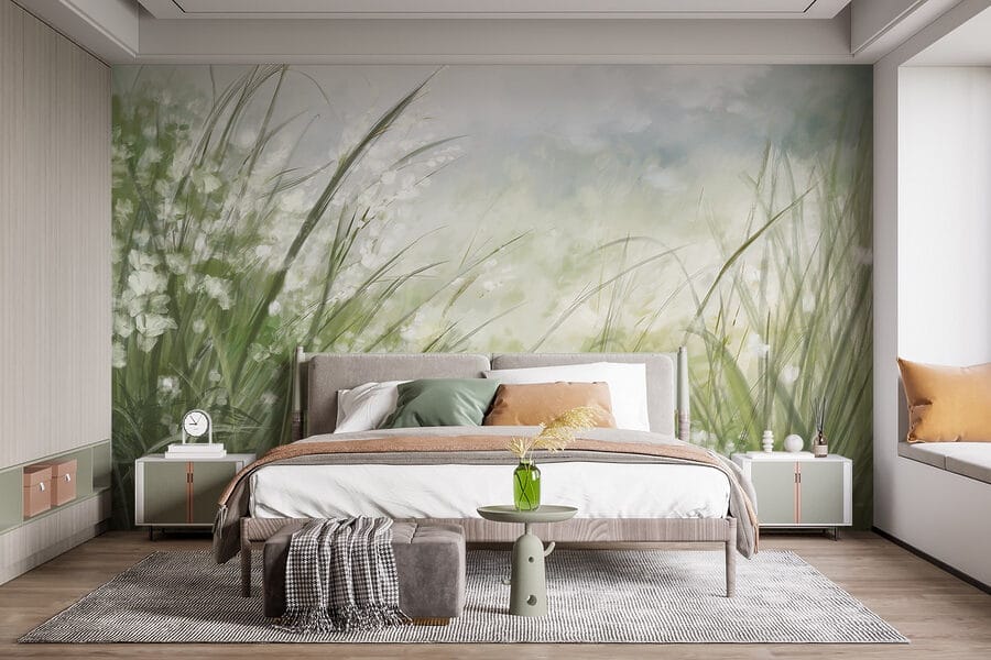 Peinture d'un champ d'herbe