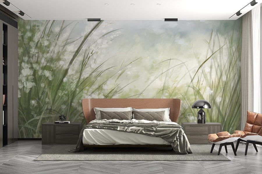 Peinture d'un champ d'herbe