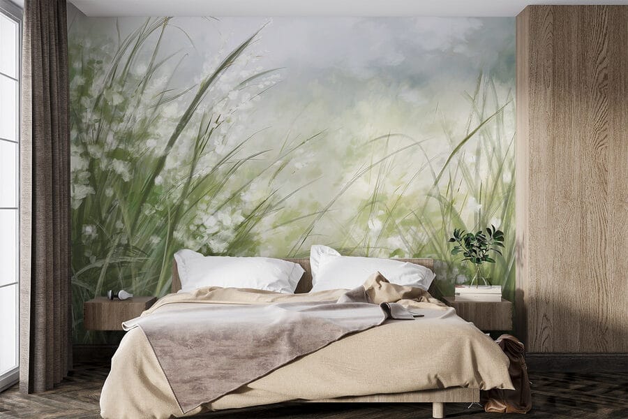 Peinture d'un champ d'herbe