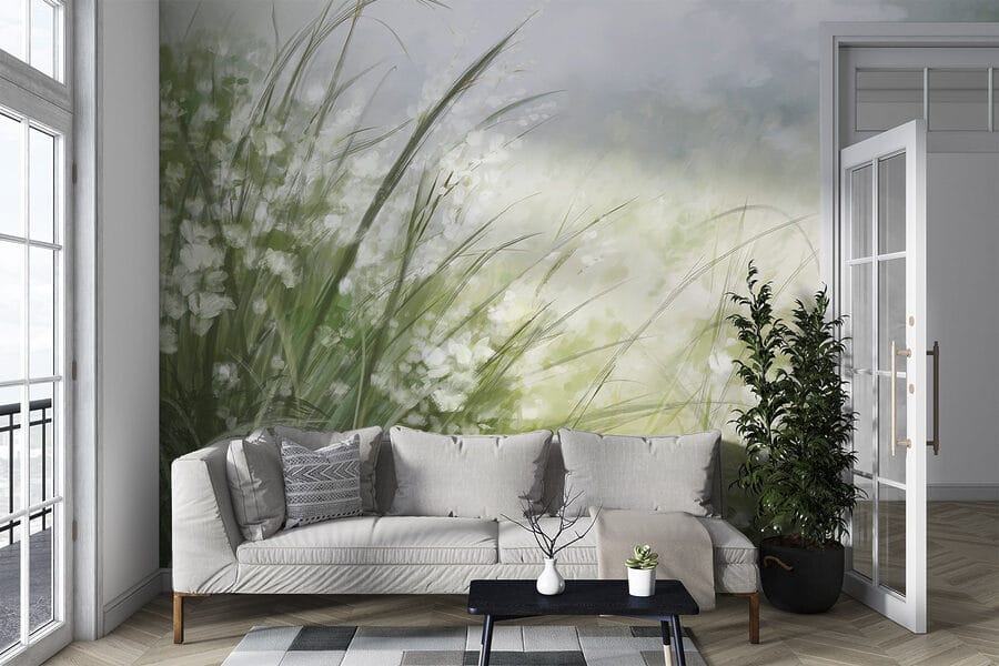 Peinture d'un champ d'herbe