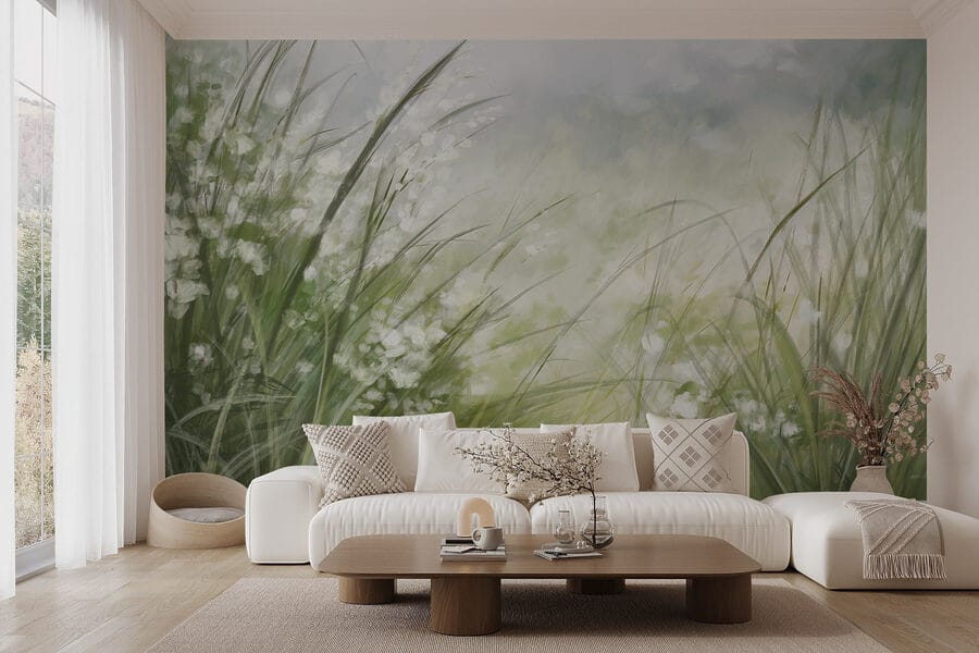 Peinture d'un champ d'herbe