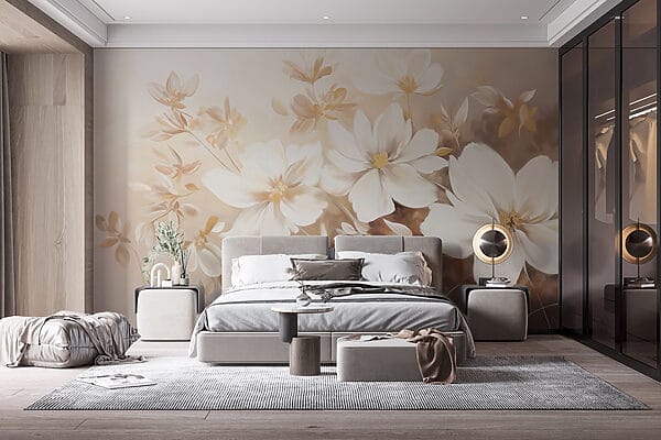 Papier peint Peinture de fleurs blanches (UGS : w08780) Papier peint Papier peint Peinture de fleurs blanches (UGS : w08780)