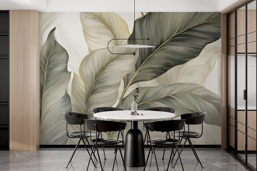 Feuilles luxuriantes aux teintes douces