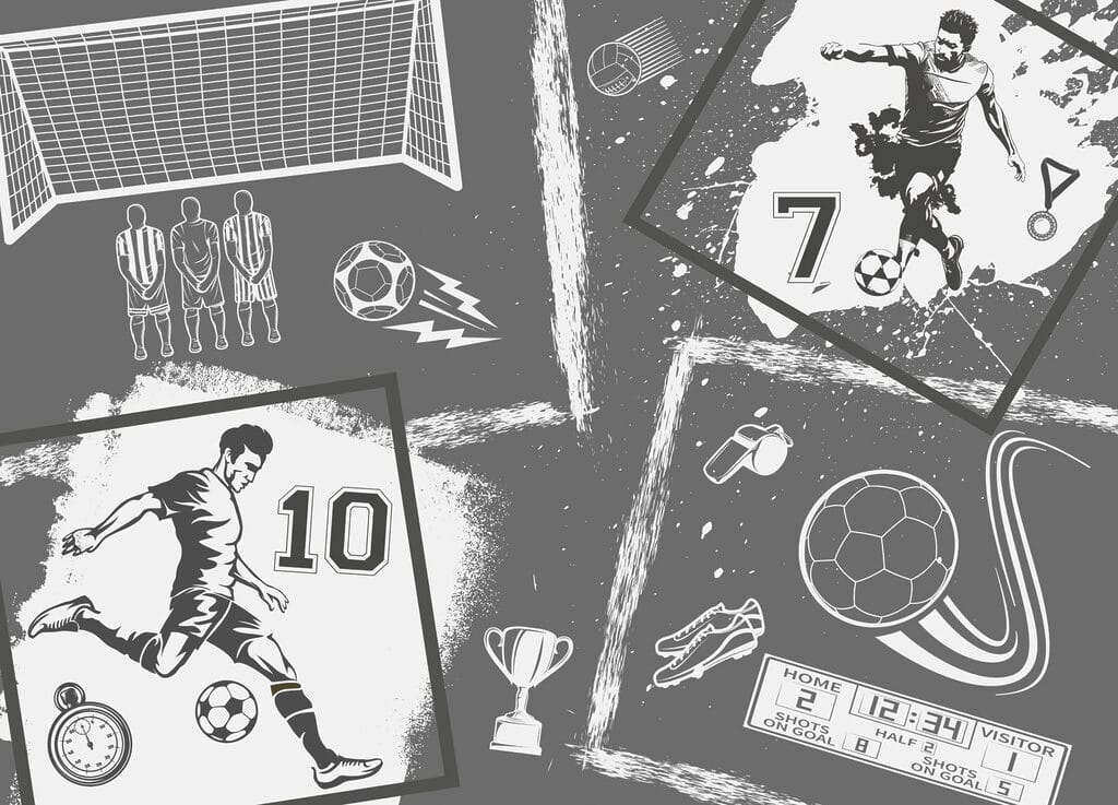 Action footballistique en style monochrome Action footballistique en style monochrome