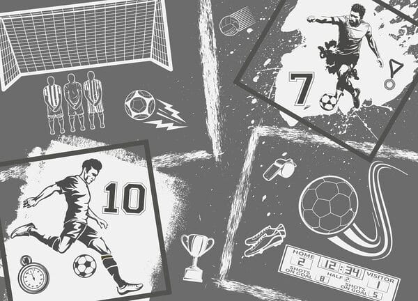 Action footballistique en style monochrome Action footballistique en style monochrome