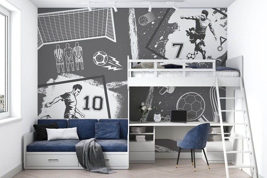 Action footballistique en style monochrome Action footballistique en style monochrome