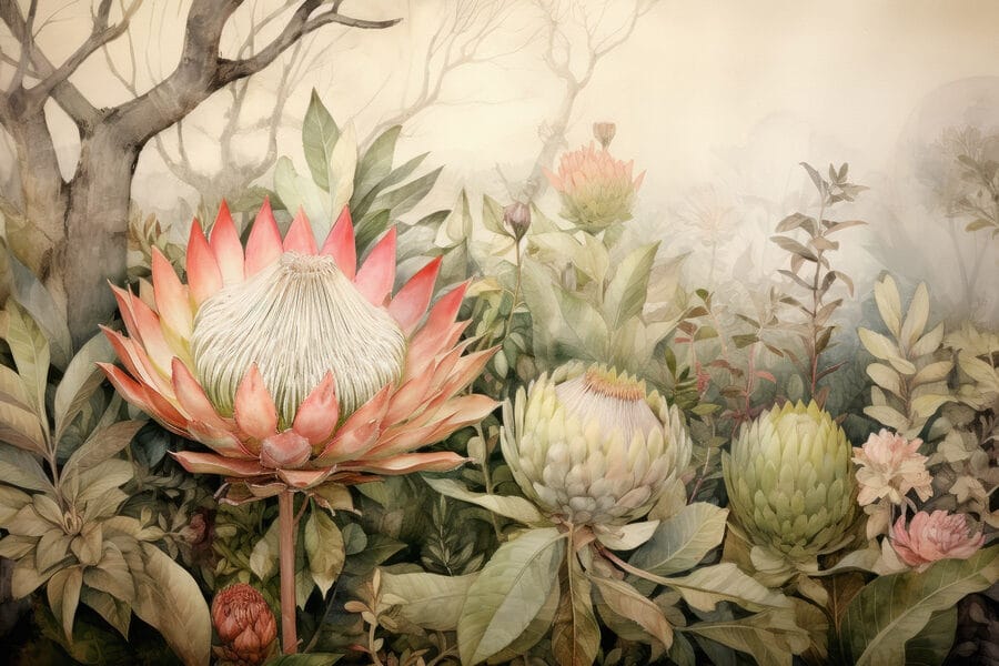 Peinture de fleurs et de feuilles
