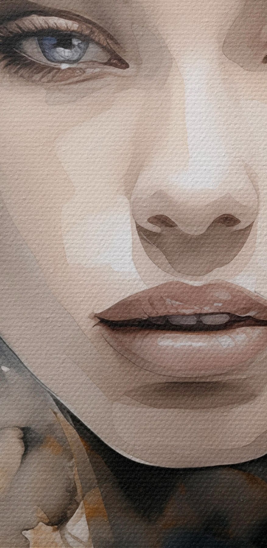 Visage de femme avec une éclaboussure de peinture