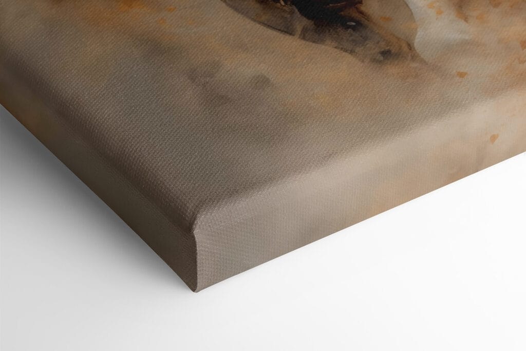 Painting of a white horse with a long mane