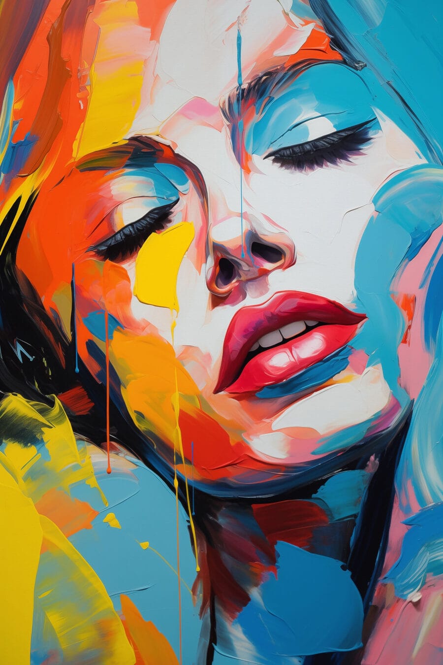 Peinture d'une femme avec de la peinture colorée sur son visage Peinture d'une femme avec de la peinture colorée sur son visage