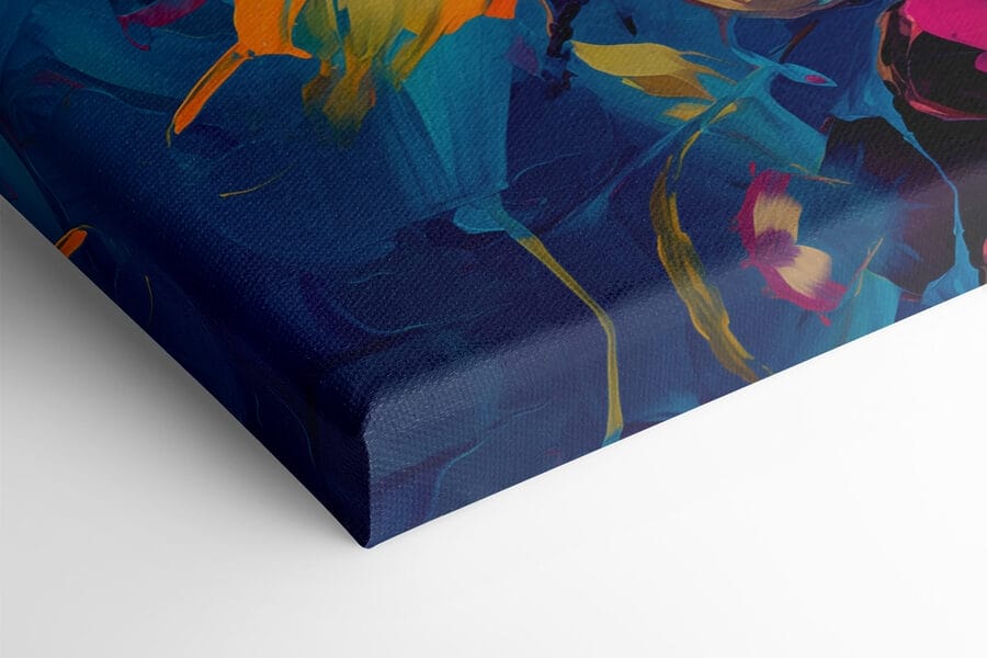 Peinture de fleurs sur fond bleu Peinture de fleurs sur fond bleu