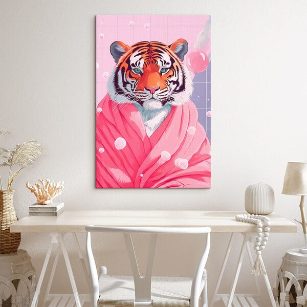 Tableaux Tigre portant une robe rose (UGS : s42942) Tableaux Tableaux Tigre portant une robe rose (UGS : s42942)