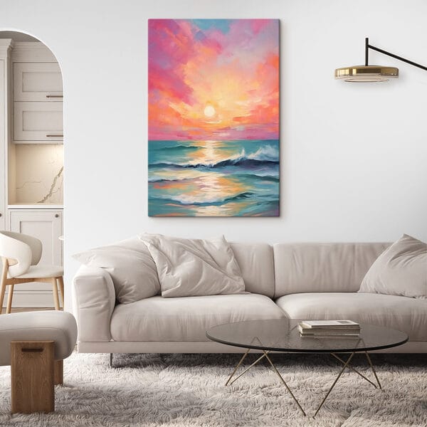 Peinture d'un coucher de soleil sur l'océan Peinture d'un coucher de soleil sur l'océan