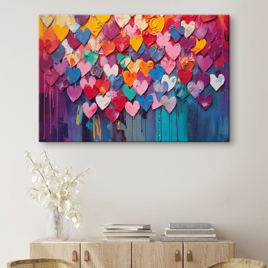 Peinture de nombreux cœurs