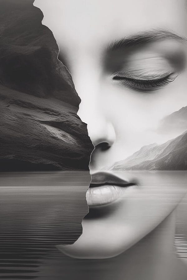 Visage et moitié de visage de femme Visage et moitié de visage de femme
