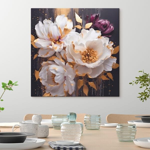Peinture de fleurs blanches et violettes Peinture de fleurs blanches et violettes