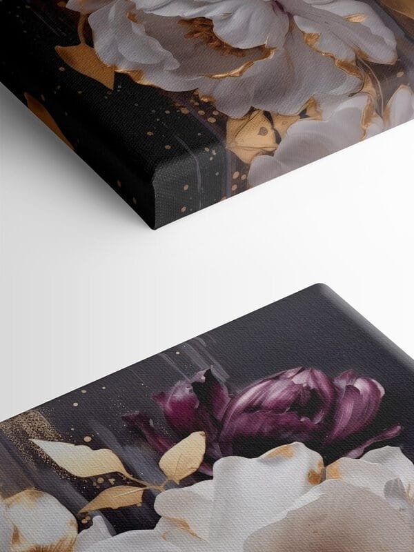 Peinture de fleurs blanches et violettes Peinture de fleurs blanches et violettes
