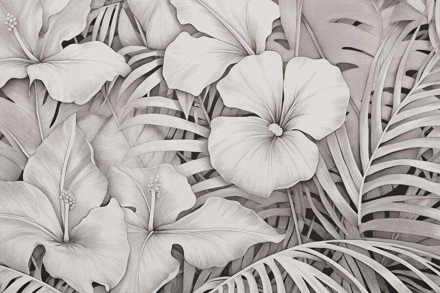 Feuillage luxuriant dans des tons monochromes